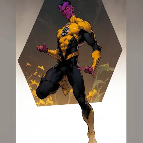 sinestro, 1male, ((black sclera)), yellow irises, widow's peak, full body