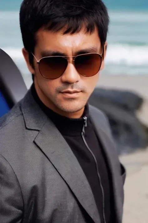 photo of a (men),serious look ,standing at (beach), portrait photo, (closeup:1.2),Black jacket and sunglasses
<lora:li_20230618150322:0.8>