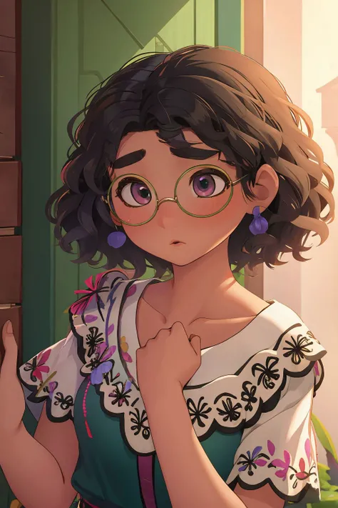 <lora:Mirabel Madrigal_v1:1> mirabel madrigal, green glasses, upper body