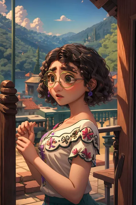 <lora:Mirabel Madrigal_v1:1> mirabel madrigal, green glasses, upper body