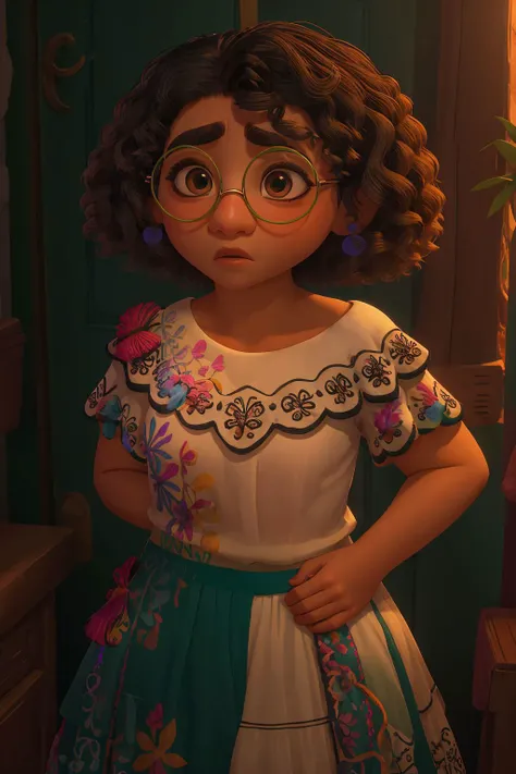 <lora:Mirabel Madrigal_v1:1> mirabel madrigal, green glasses, upper body