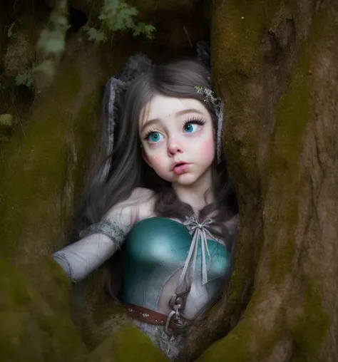 a (photo:1.3) of an elven archer (uncannime:1.1) woman in an enchanted forest wearing a medieval tunic about to fireher bow, model photography, cosplay, scene, outdoors, elf, archery