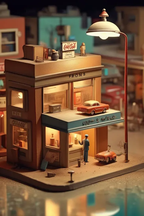 <lora:Diorama:1>Diorama - surreal retro 3d diorama, in the style of Florence Thomas,Adobe Photoshop, ultra HD, strong perspective, depth of field view finder lens, detailed scenes, SMC Takumar 35mm f/ 2. 8 c 50s 1000