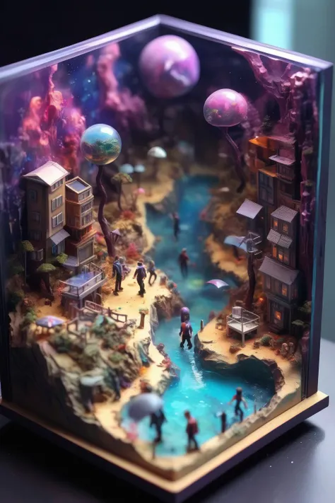 <lora:Diorama:1>Diorama - epoxy resign diorama isometric and tilt-shift art style of Rapture