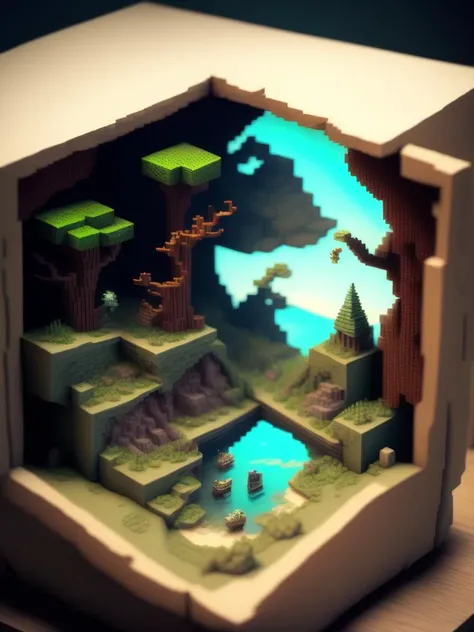 <lora:DIORAMA:1>minecraft polymer clay diorama landscape, handsome, atmosphere, super detailed, ultra HD, 4k,