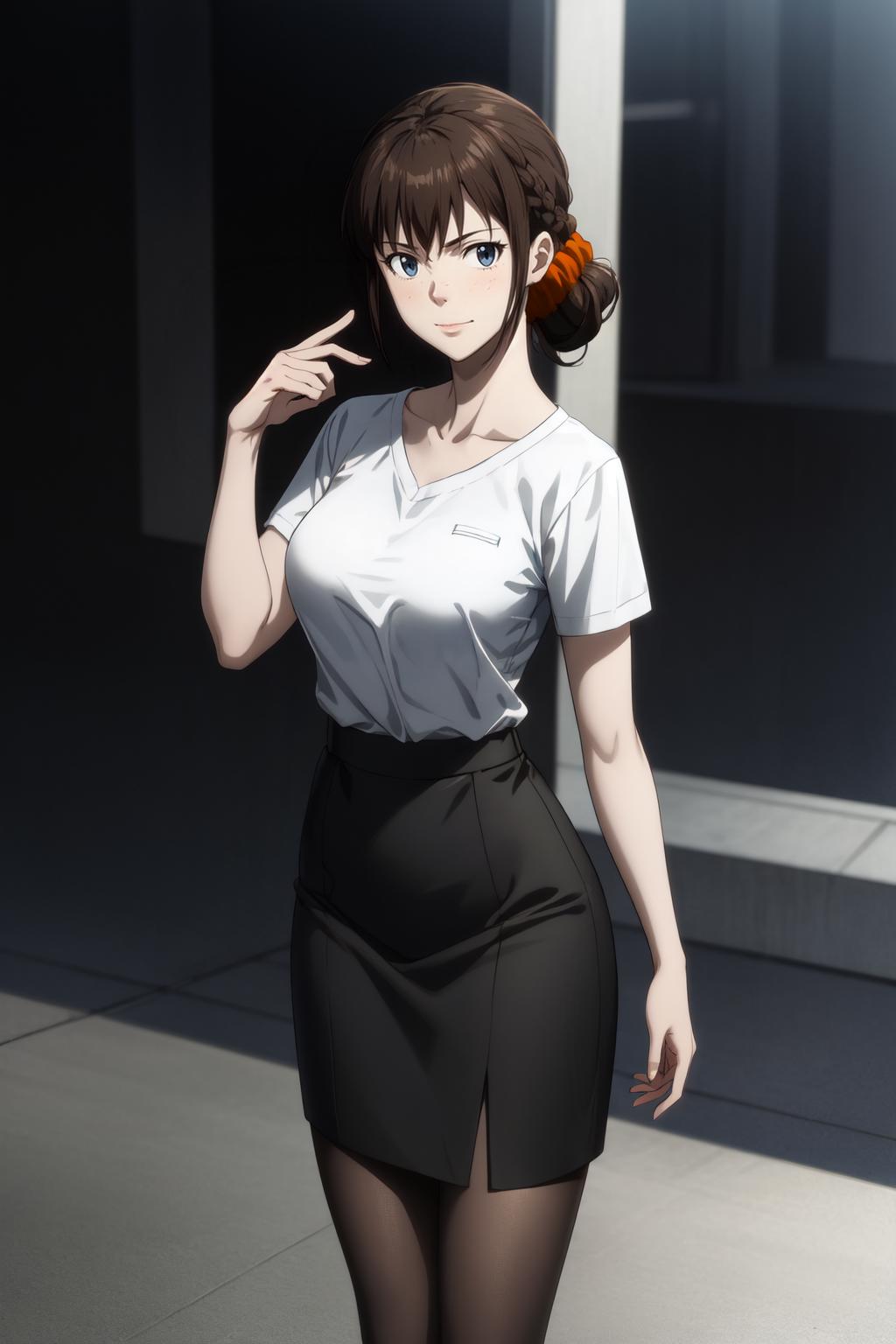 A woman in a skirt and white shirt is walking down the street - SeaArt AI