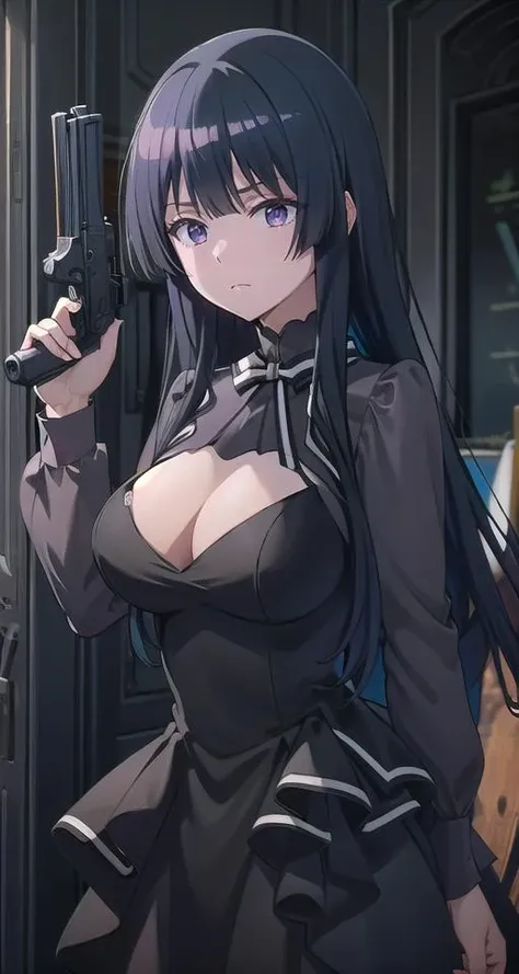 masterpiece,best quality, (best quality), (masterpiece:1.5), close up,
BREAK
<lora:thea_spy_classroom-10:0.7>, thea_(spy_classroom), aiming gun, weapon, gun (weapon), (handgun), cleavage cutout, see-trough skirt, black dress,
