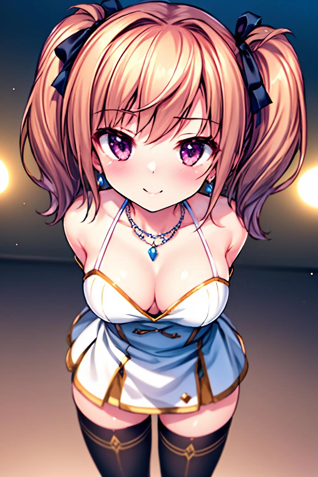 16k, highres, masterpiece, best quality,
cinematic film still,
1girl, kimikage yui, looking at viewer, looking at lover, joyful, smile, (from above:1.2), perspective,
standing at porch, great night view, (nose blash, heavy breathing:1.2), sexually suggestive,
BREAK
luxury dress, detailed embroidery, thighhighs, zettai ryouiki, jewelry, necklace, earrings, twintails, hair ribbon, medium breasts, cleavage, arms behind back,
<lora:Kimikage Yui-v2:0.8>
<lora:unhorny_v01:-1.5>
<lora:flat2:-1> ,
shallow depth of field, vignette, highly detailed, high budget, bokeh, cinemascope, moody, epic, gorgeous,
film grain, grainy,