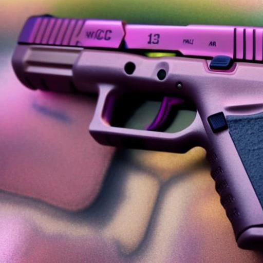 Metallic pink Glock, Pistol, epic realistic, faded, neutral colors, (hdr:1.4), (muted colors:1.4), (intricate), (artstation:1.2), dramatic, intricate details, (technicolor:0.9), detailed, [[rutkowski]], intricate, cinematic, detailed
13. + details