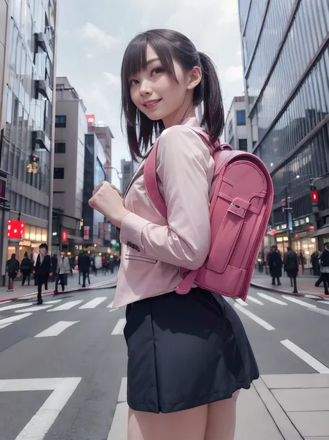 RAW photo, portrait, best quality, high res
a women with light smile is carrying randoseru backpack and wearing business jacket suits and business skirt in Marunouchi Tokyo district with a lot of sky high commercial buildings, view from side
<lora:randoseru_v1.3:1>
<lora:real_model_suppin:-0.8>