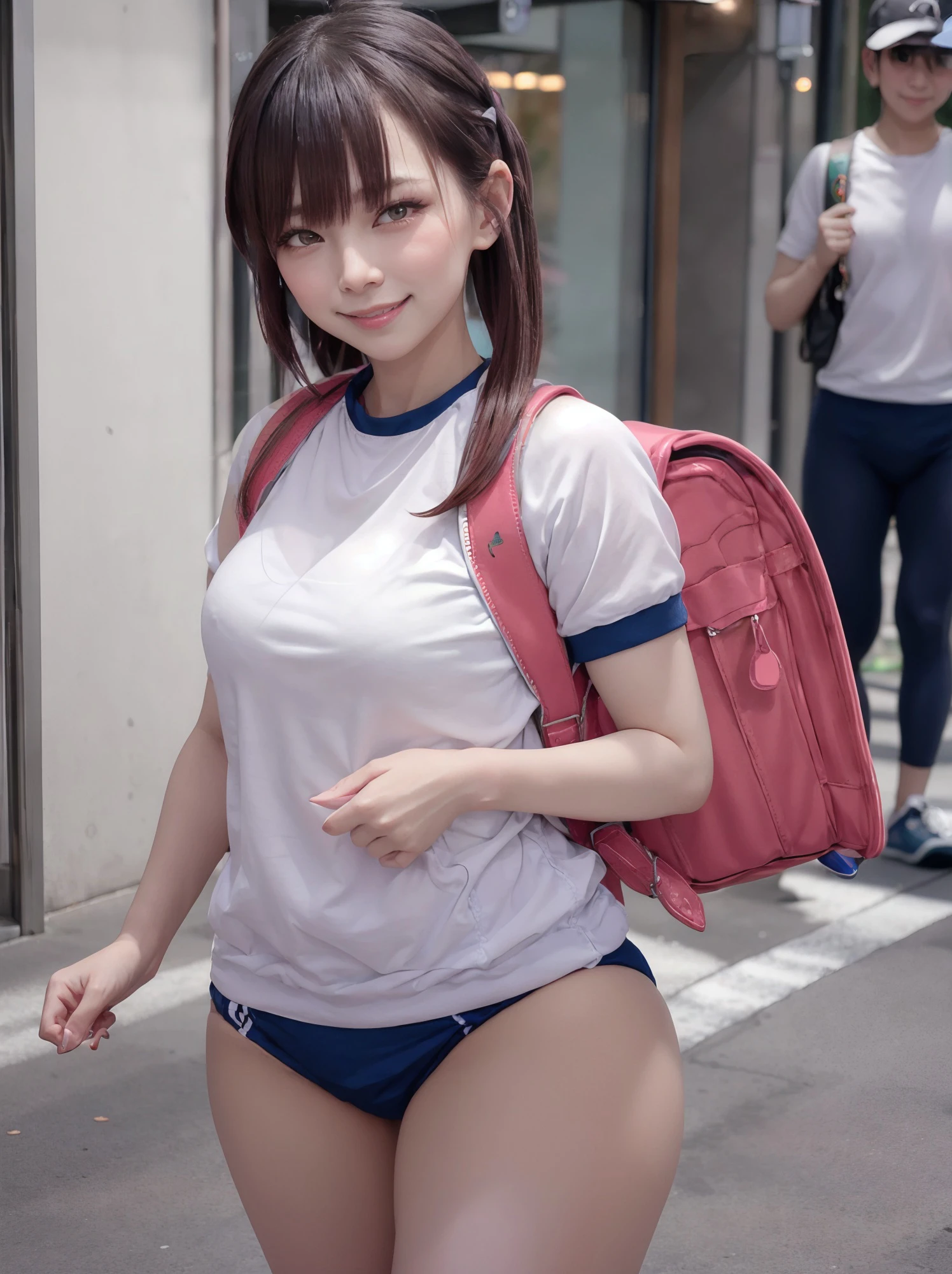 RAW photo, portrait, best quality, high res,
a plump MILF with embarrassed smile is carrying randoseru backpack and wearing navy buruma and gym uniform in street of Shinjuku Tokyo with lots of stores and shop signs
<lora:randoseruburuma_v1.3:1>
<lora:real_model_suppin:-0.7>