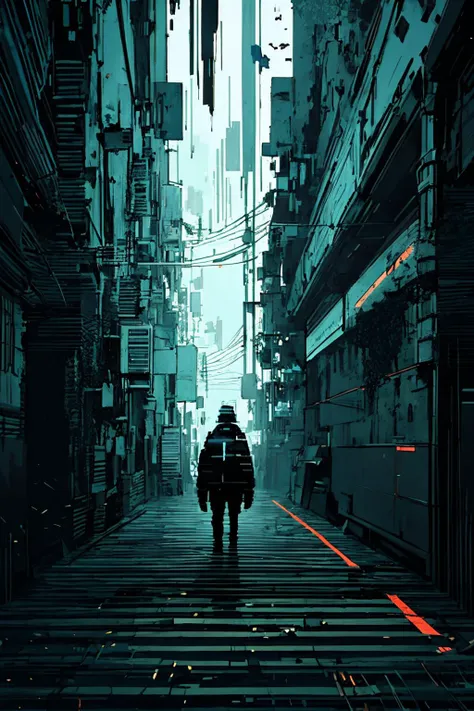 High Quality, Masterpiece, night, (dark environment), Glitching, glitch