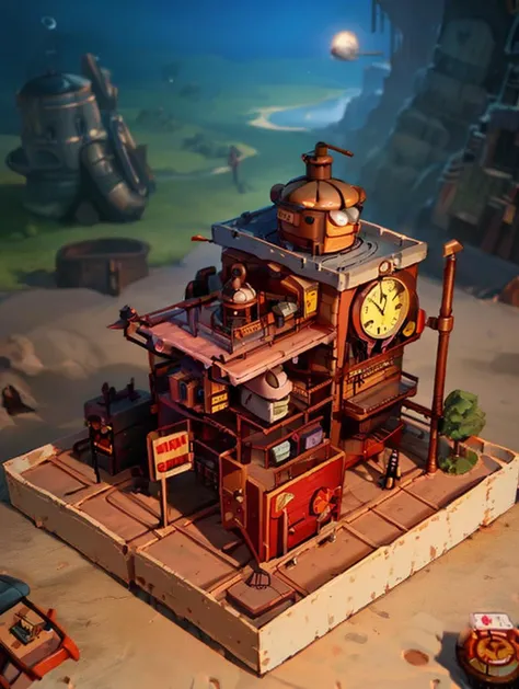 mini\(ttp\), Color Blocking architecture Steampunk City Cave Ribbon,Horizon,Alligator, miniature landscape, toaster <lora:miniature_V1:1@0,.5@.4>,