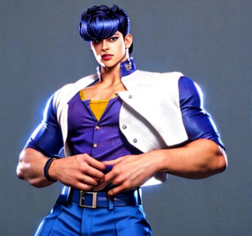 a man standing in front of a school, blue uniform, boogiepop phantom, !!full body portrait!!, jk uniform, greaser, delinquent, <lora:SF15:0.8>, sf6, <lora:josukejojo:1>, josukejojo, teenager, pretty