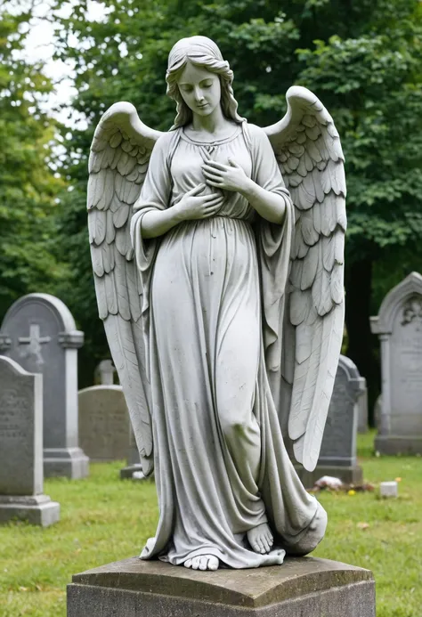 angel stone statue on graveyard
