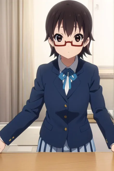 nodokamanabe, <lora:nodoka manabe s2-lora-nochekaiser:1>,
nodoka manabe, short hair, brown hair, (brown eyes:1.5), glasses, semi-rimless eyewear, red-framed eyewear, under-rim eyewear,
BREAK sakuragaoka high school uniform, school uniform, uniform, blazer, shirt, white shirt, collared shirt, skirt, pleated skirt,
BREAK indoors, classroom,
BREAK looking at viewer, (cowboy shot:1.5),
BREAK <lyco:GoodHands-beta2:1>, (masterpiece:1.2), best quality, high resolution, unity 8k wallpaper, (illustration:0.8), (beautiful detailed eyes:1.6), extremely detailed face, perfect lighting, extremely detailed CG, (perfect hands, perfect anatomy),