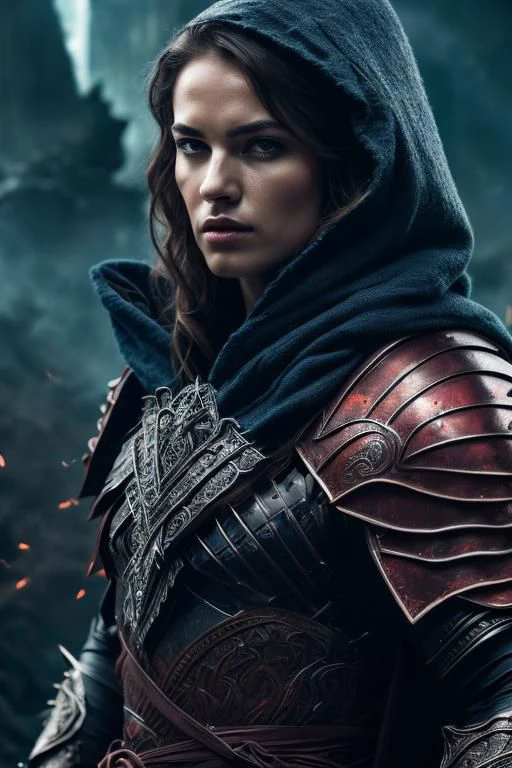 powerfull , full body,muscular body, ((male warrior))rogue assassin,leather hoodie , full body armour, a crystal made katana angry man , look blood stained cape right shoulder on blue fire hyper realistic cosmic city background, tall structures, aurora background, perfect detailed face, perfect hands,detailed symmetric circular iris, shadow black magic, apocalyptic, blue lightning effects, dark blue sky , infernal city background, tall structures, infernal towers background, dark blue colors, apocalyptical,realistic, stunning realistic photograph, 3d render, octane render, intricately detailed, cinematic, Isometric, dark fantasy theme, mystical, Dark theme, underworld theme, deviant art masterpiece, white skin, crimson eyes, dark tattoos, colour grading, dark illustration, extreme quality, extremely detailed, ultra-detailed face, ultra hd 8k,red lightning, concept art, hyperdetailed, triadic colours, fantastical, intricate detail, splash screen, complementary colours, fantasy concept art, 8k resolution, soft lighting, film photography, film grain, hyperrealist