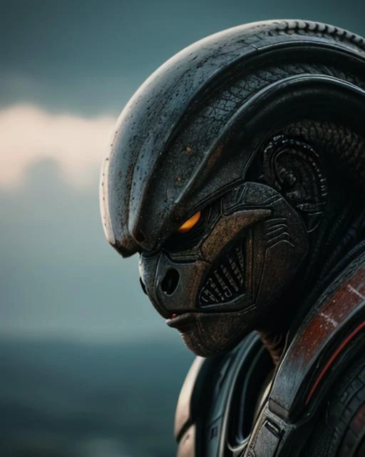 score_9, score_8_up, score_7_up, realistic, 3D realistic, ultra realistic, ultra quality, ultra detailed, ultra quality, ultra resolution, cinematic, cinematic lighting, film grain, rich colors, nature lighting, masterpiece, photo realistic, photography, 35mm lense, potrait, 8k resolution, predator with alien head, full shoot, epic planet, battleship