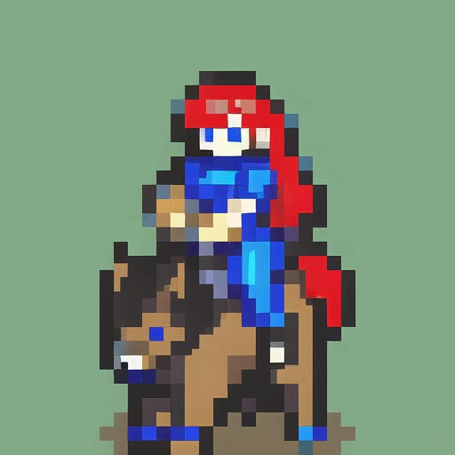 FEGBA,pixelart,gunner,gun,holding gun,16 bit,16 bit pixelart,1girl, blue, cavalry, riding wolf, riding dog,<lora:FEGBA8:0.5>