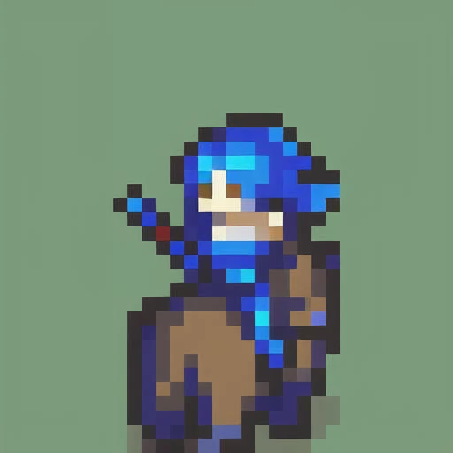 FEGBA,pixelart,gunner,gun,holding gun,16 bit,16 bit pixelart,1girl, blue,<lora:FEGBA8:1>, cavalry, riding wolf, riding dog