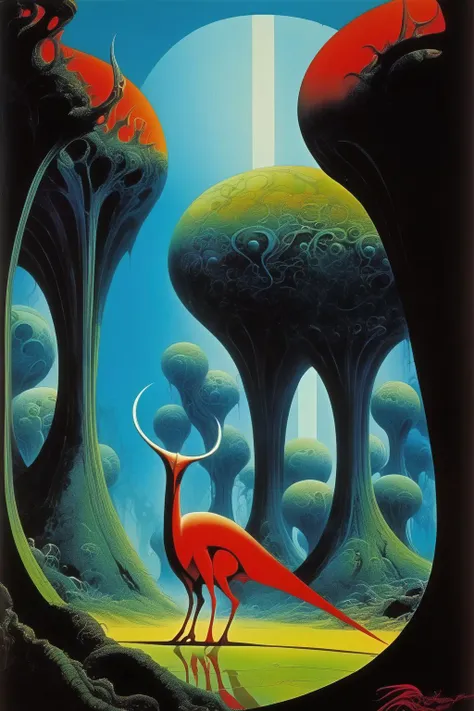 <lora:Philippe Druillet Style:1>Philippe Druillet Style - in the style of roger dean
