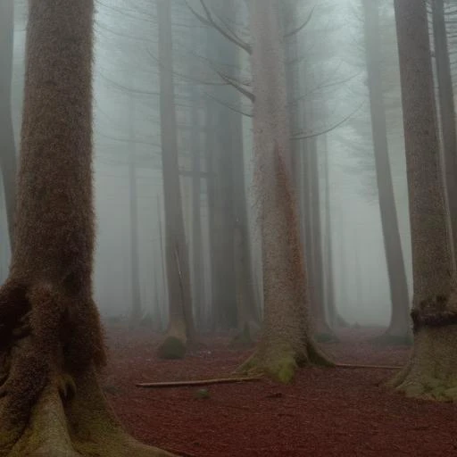 forest, giant trees,  dark, fog, (LOTR_background:0.2)