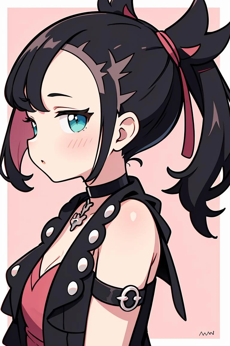 (masterpiece, best quality), 1girl, <lora:marnie by Goofy Ai:1> marnie pokemon, black hair, medium hair,black choker