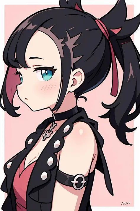 (masterpiece, best quality), 1girl,   <lora:marnie by Goofy Ai:1> marnie pokemon, black hair, medium hair,black choker