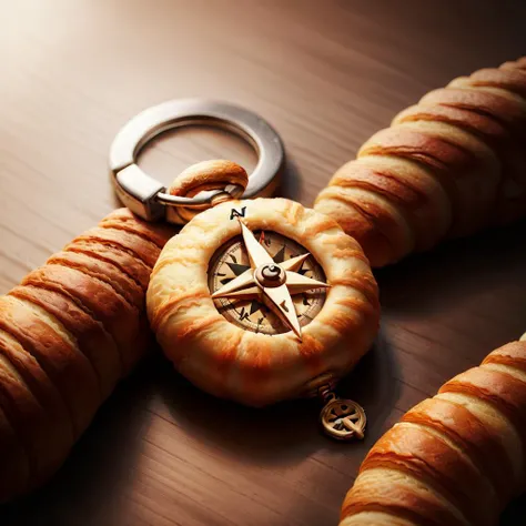 CroissantStyle Compass keychain <lora:CroissantStyle:0.6>