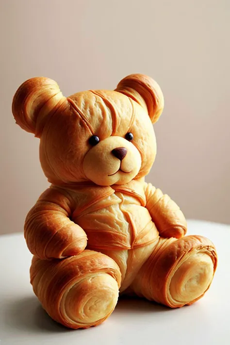 CroissantStyle teddybear, simple background, <lora:CroissantStyle:0.6>