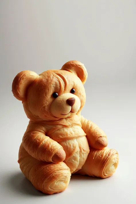 CroissantStyle teddybear, simple background, <lora:CroissantStyle:0.6>