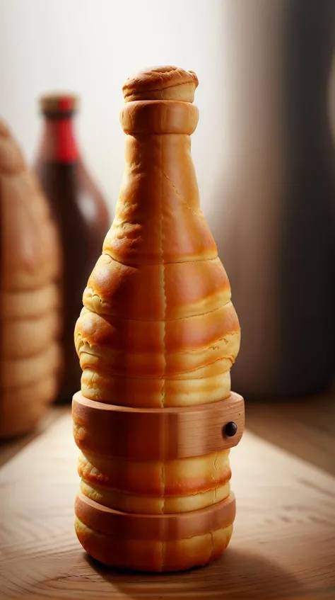 CroissantStyle wooden wine bottle holder with rustic flair <lora:CroissantStyle:0.6>