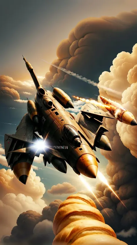 CroissantStyle F 16 jet fighter streaking across the sky <lora:CroissantStyle:0.6>