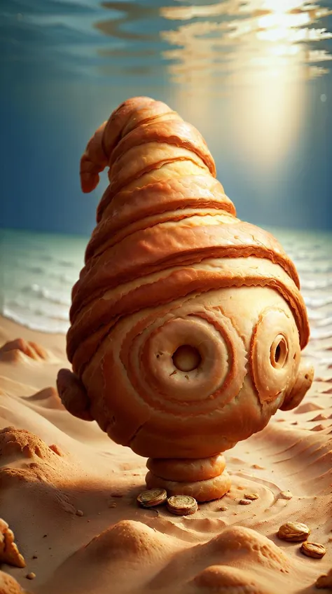 CroissantStyle a diver finding an ancient coin buried in the sea sand <lora:CroissantStyle:0.7>