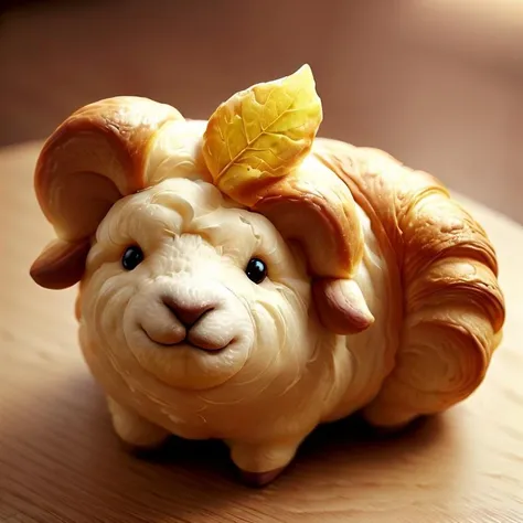 best quality, CroissantStyle sheep <lora:CroissantStyle:0.8>,green leaf