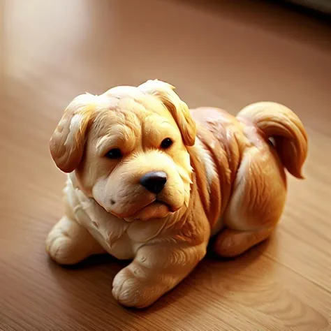 best quality, CroissantStyle Golden retriever <lora:CroissantStyle:0.8>,green leaf