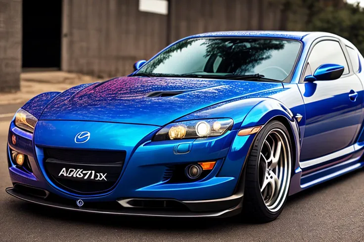 MAZDARX8,night city, custom racing car body modified graffiti, NFS, stance, photorealistic, shot by Sony a7iii, <lora:MAZDARX8_1:1>