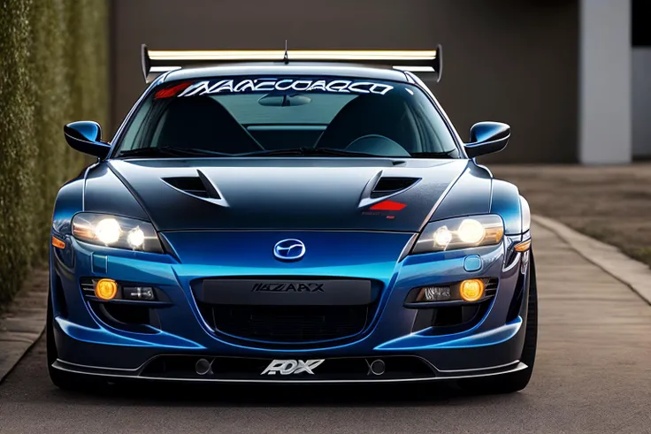 MAZDARX8,night city, custom racing car body modified graffiti, NFS, stance, photorealistic, shot by Sony a7iii, <lora:MAZDARX8_1:1>