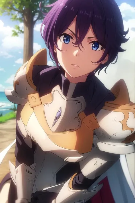 beefeaterecaty, <lora:beefeater e caty s2-lora-nochekaiser:1>,
beefeater e caty, short hair, purple hair, blue eyes, hair between eyes,
BREAK skirt, gloves, cape, armor, shoulder armor, gauntlets,
BREAK outdoors, forest, nature, sun, sky, clouds, trees, grass,
BREAK looking at viewer, (cowboy shot:1.5),
BREAK <lyco:GoodHands-beta2:1>, (masterpiece:1.2), best quality, high resolution, unity 8k wallpaper, (illustration:0.8), (beautiful detailed eyes:1.6), extremely detailed face, perfect lighting, extremely detailed CG, (perfect hands, perfect anatomy),