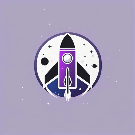 A logo for a space travel company, launching rocket, space-themed colors (black, purple, dark blue)., LogoRedAF, <lora:LogoRedmond_LogoRedAF:1>