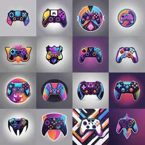 A logo for a gaming community, gaming controller, bold and electric colors., LogoRedAF, <lora:LogoRedmond_LogoRedAF:1>