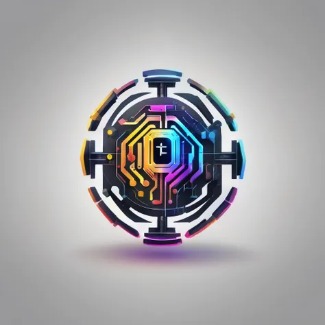 A logo for a tech company with microchips, quantum computing, artificial intelligence, machine learning, modern, colorful, vibrant colors. LogoRedAF <lora:LogoRedmond_LogoRedAF:1>