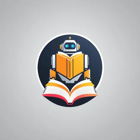 one icon stylized minimalist logo design for robot with books,academic,pictorial representation of attention,spotlight,symbolic,no text,(flat design),professional online branding,center,8k,masterpiece,trending on artstation,intricate details,<lora:LogoRedmond_LogoRedAF:1>,