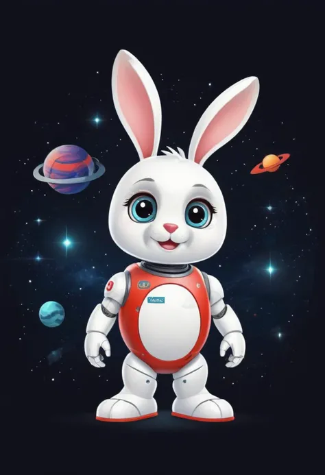 logo, logoredmaf, illustration of a cute cartoon character, a clever robot bunny , space on the background, ((masterpiece)), (best quality), detailed , <lora:LogoRedmondV2-Logo-LogoRedmAF:0.9>
