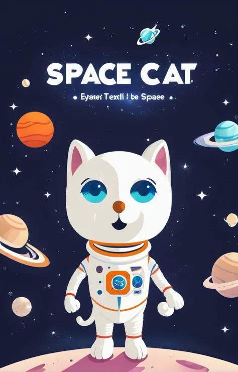 (cover text "SPACE CAT":5), A logo for a cat space-food company, a cute kawaii cat wearing a party hat, cats in space, highly detailed <lora:LogoRedmondV2-Logo-LogoRedmAF:1>