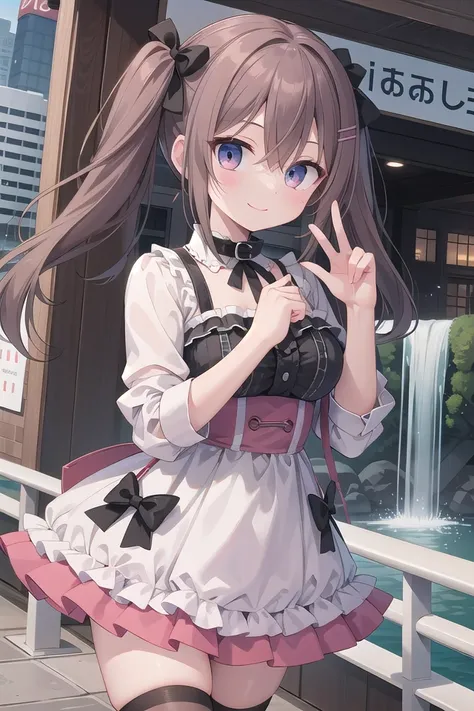 insanely detailed, absurdres, ultra-highres, ultra-detailed, best quality,
1girl, solo, nice hands, perfect hands
BREAK
jirai kei,thighhighs, skirt, twintails, pink skirt, collar, bow, black thighhighs, black bow, long hair, pink bow, hair bow, spiked collar
, (nsfw:-1.5)
BREAK
happy smile, laugh, closed mouth
BREAK
,
standing, cowboy shot, looking at viewer
BREAK
slender, kawaii, perfect symmetrical face, ultra cute girl, ultra cute face, ultra detailed eyes, ultra detailed hair, ultra cute, ultra beautiful
BREAK
shibuya, akihabara, tokyo, street, crowd, cityscape, depth of field, ultra detailed background
BREAK
medium large breasts
BREAK
brown hair, brown eyes, waterfall braids, hair between eyes