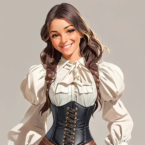 1girl, smiling, corset belt <lora:btcorbel:0.8>