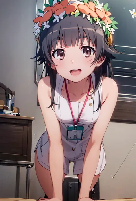 uiharu_kazari, <lora:Kazari_v1-000008:1>,
(8k, RAW photo, best quality, masterpiece:1.2), 1girl, :d, bare shoulders, duel monster, small breasts, , long hair, looking at viewer, open mouth, smile, solo, wand, nurse,