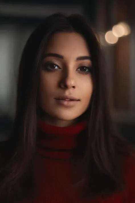 portrait photo of a liyasilver person, turtle neck, bokeh