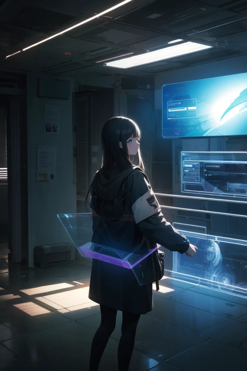 1girl, fantasy, (holographic interface:1.1),<lora:holographic_interface_v10:0.8>
natural lighting, soft lighting, sunlight, HDR (High Dynamic Range), Maximum Clarity And Sharpness, Multi-Layered Textures,